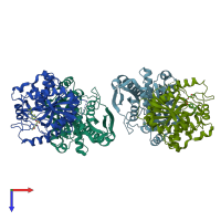 PDB entry 5mif coloured by chain, top view.