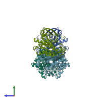 PDB entry 5mii coloured by chain, side view.