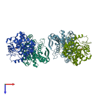 PDB entry 5mii coloured by chain, top view.