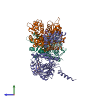 PDB entry 5mio coloured by chain, side view.