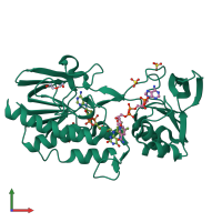 PDB entry 5mis coloured by chain, front view.