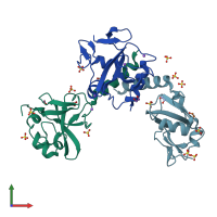 PDB entry 5miy coloured by chain, front view.