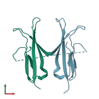 PDB entry 5mj0 coloured by chain, front view.