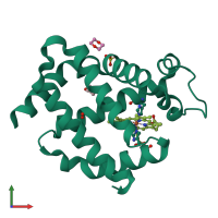 PDB entry 5mjc coloured by chain, front view.