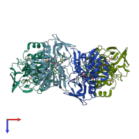 PDB entry 5mjk coloured by chain, top view.