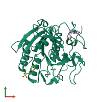 PDB entry 5mjl coloured by chain, front view.