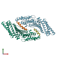 PDB entry 5mk0 coloured by chain, front view.