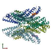 PDB entry 5mk1 coloured by chain, front view.