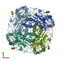 PDB entry 5mke coloured by chain, front view.