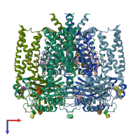 PDB entry 5mkf coloured by chain, top view.