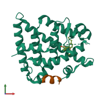 PDB entry 5mkj coloured by chain, front view.