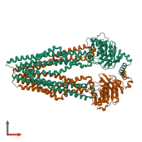 PDB entry 5mkk coloured by chain, front view.