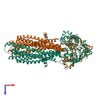 PDB entry 5mkk coloured by chain, top view.
