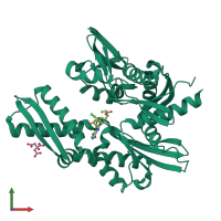 PDB entry 5mkr coloured by chain, front view.