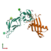 PDB entry 5ml9 coloured by chain, front view.