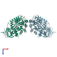 PDB entry 5mle coloured by chain, top view.