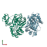 PDB entry 5mlk coloured by chain, front view.
