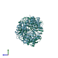 PDB entry 5mlk coloured by chain, side view.