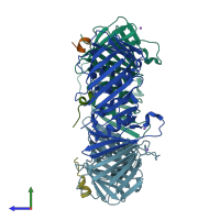 PDB entry 5mlo coloured by chain, side view.