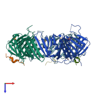 PDB entry 5mlw coloured by chain, top view.