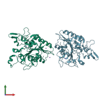 PDB entry 5mlx coloured by chain, front view.