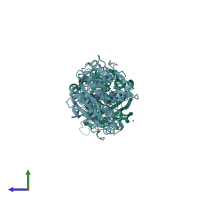 PDB entry 5mlx coloured by chain, side view.