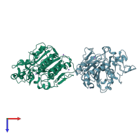 PDB entry 5mlx coloured by chain, top view.