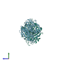 PDB entry 5mly coloured by chain, side view.