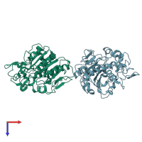 PDB entry 5mly coloured by chain, top view.