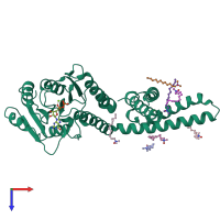 PDB entry 5mlz coloured by chain, top view.