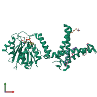 PDB entry 5mm0 coloured by chain, front view.