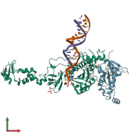 PDB entry 5mma coloured by chain, front view.