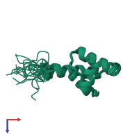 PDB entry 5mmc coloured by chain, ensemble of 20 models, top view.