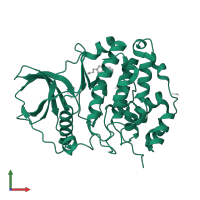 Casein kinase II subunit alpha in PDB entry 5mmf, assembly 1, front view.