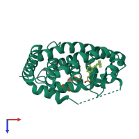 PDB entry 5mmw coloured by chain, top view.