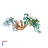 PDB entry 5mn2 coloured by chain, top view.