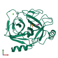 PDB entry 5mna coloured by chain, front view.