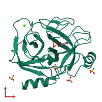 PDB entry 5mnc coloured by chain, front view.