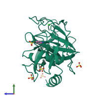 PDB entry 5mnc coloured by chain, side view.