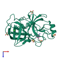 PDB entry 5mnc coloured by chain, top view.