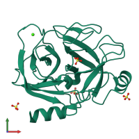 PDB entry 5mne coloured by chain, front view.