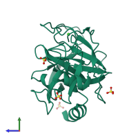 PDB entry 5mne coloured by chain, side view.