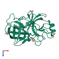 PDB entry 5mne coloured by chain, top view.