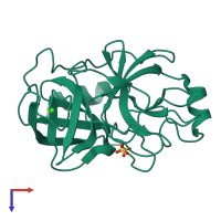 PDB entry 5mnf coloured by chain, top view.