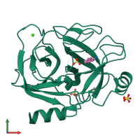PDB entry 5mng coloured by chain, front view.