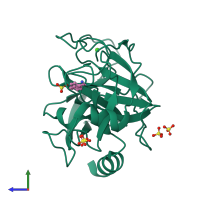 PDB entry 5mng coloured by chain, side view.