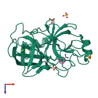 PDB entry 5mng coloured by chain, top view.