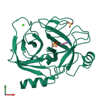 PDB entry 5mnh coloured by chain, front view.