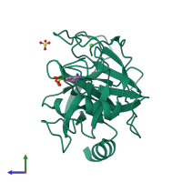 PDB entry 5mnh coloured by chain, side view.