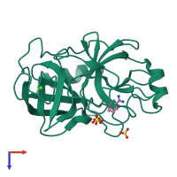 PDB entry 5mnh coloured by chain, top view.